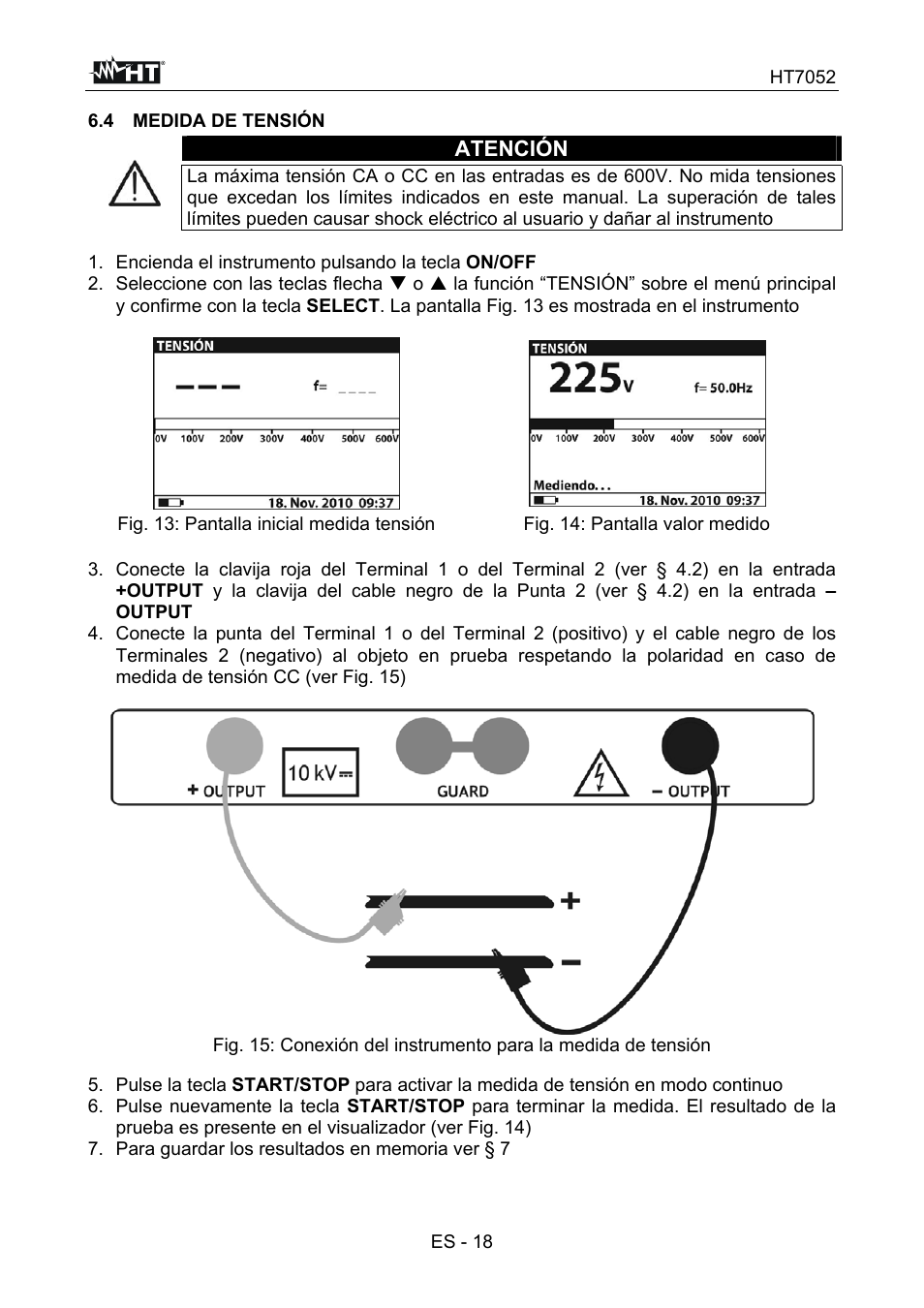 Atención | HT instruments HT7052 User Manual | Page 60 / 120