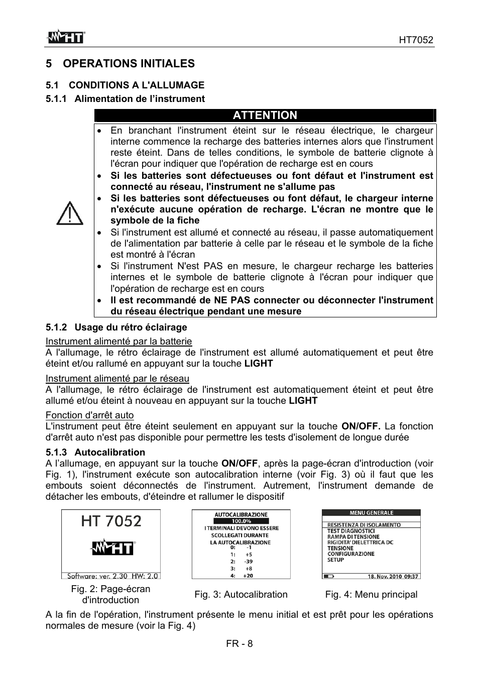 5 operations initiales, Attention | HT instruments HT7052 User Manual | Page 90 / 120