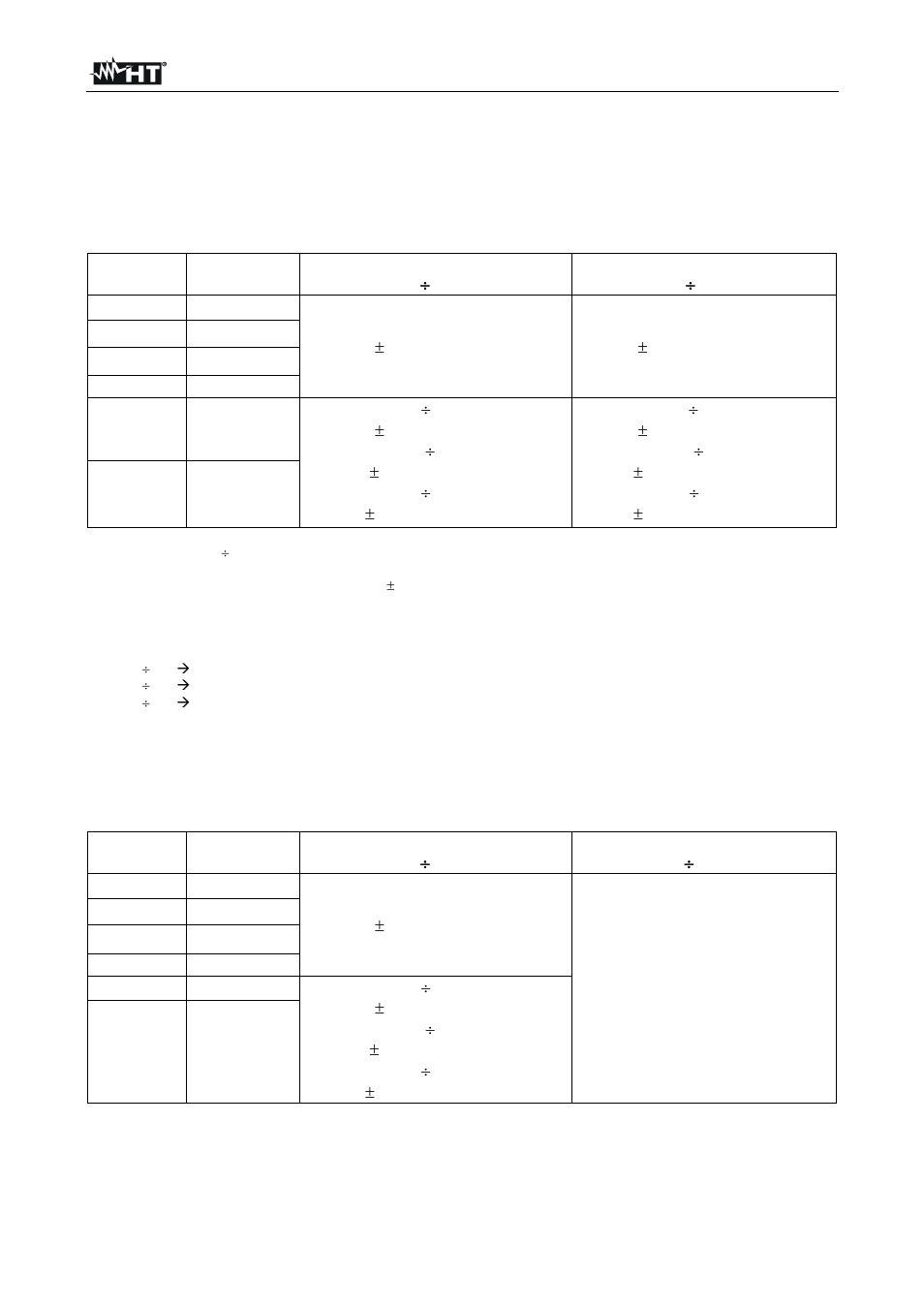 Technical specifications | HT instruments HT77N User Manual | Page 12 / 14