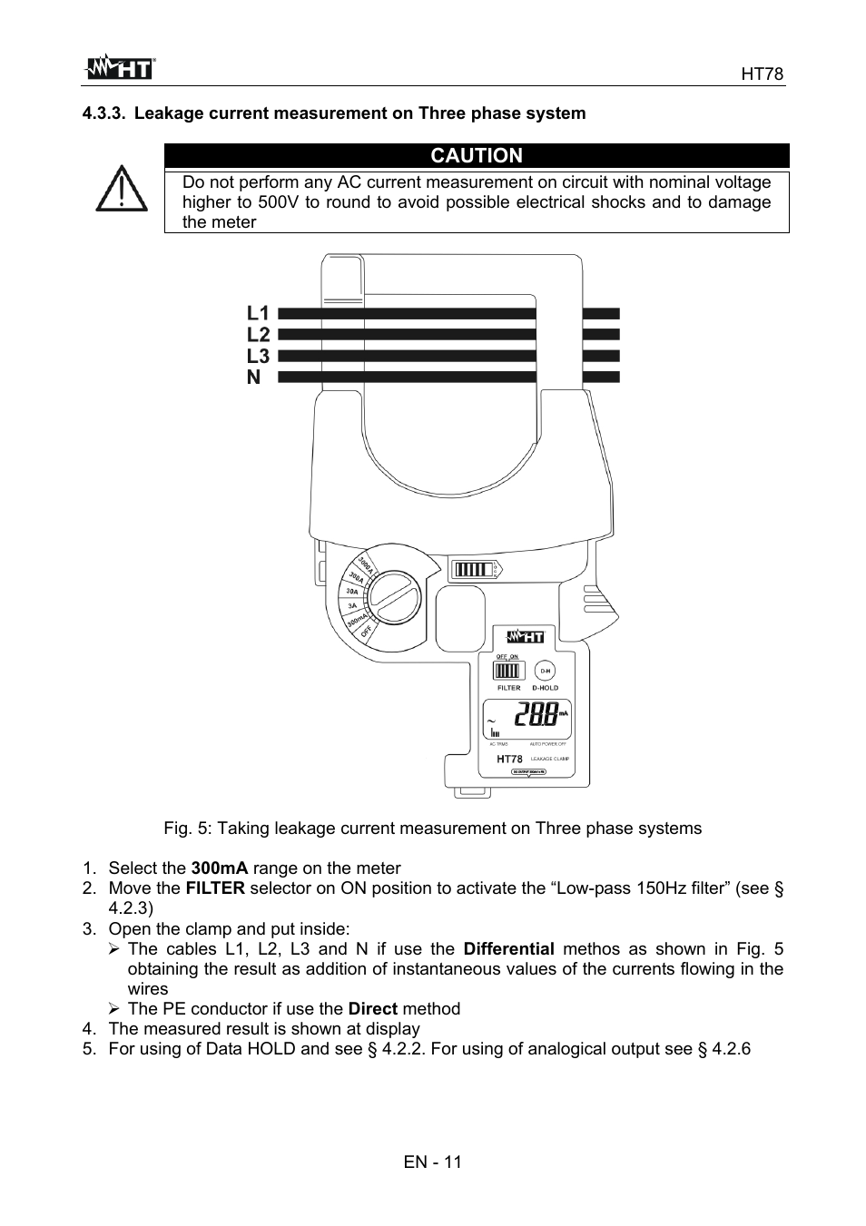 Caution | HT instruments HT78 User Manual | Page 12 / 16
