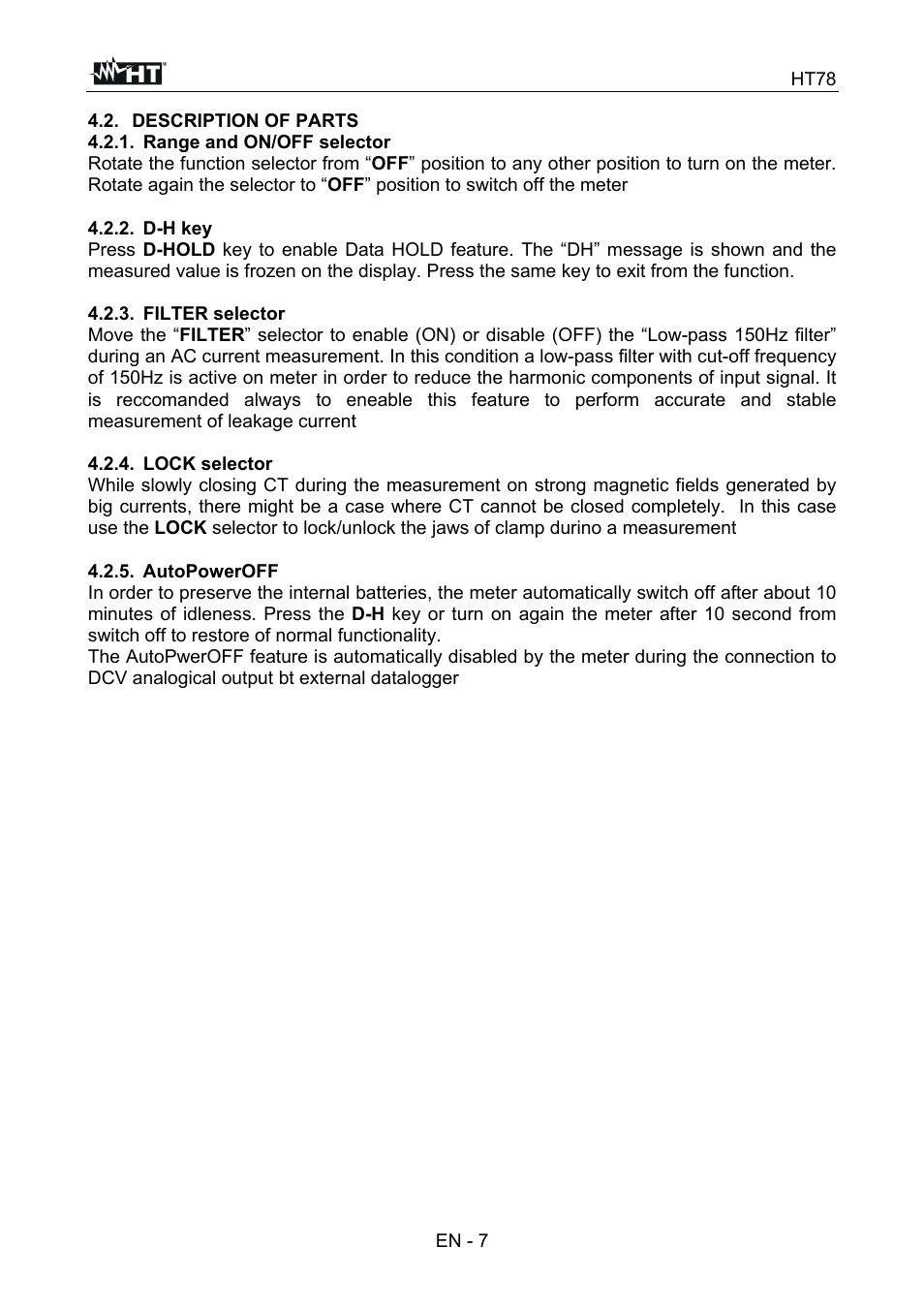 HT instruments HT78 User Manual | Page 8 / 16