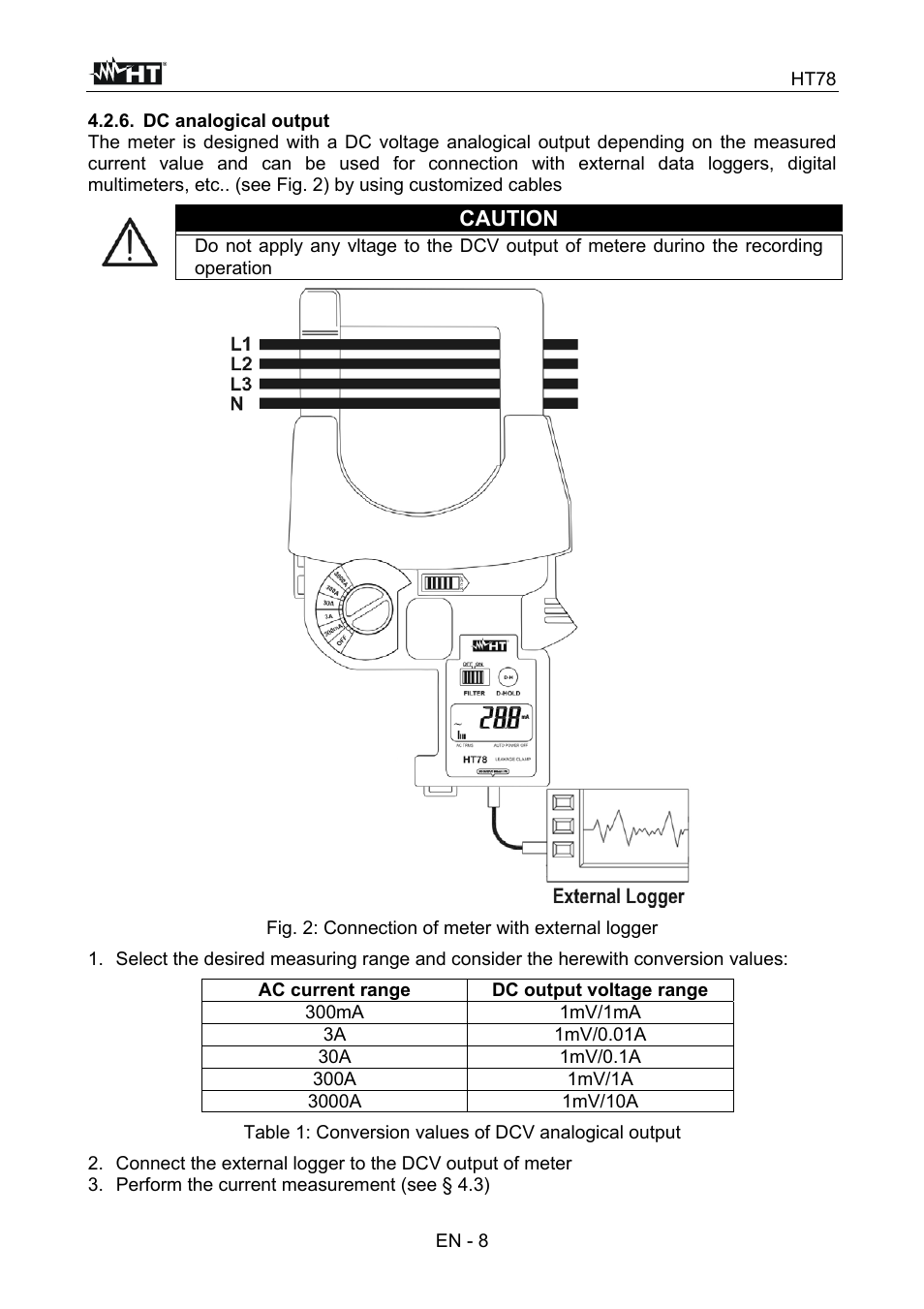 Caution | HT instruments HT78 User Manual | Page 9 / 16