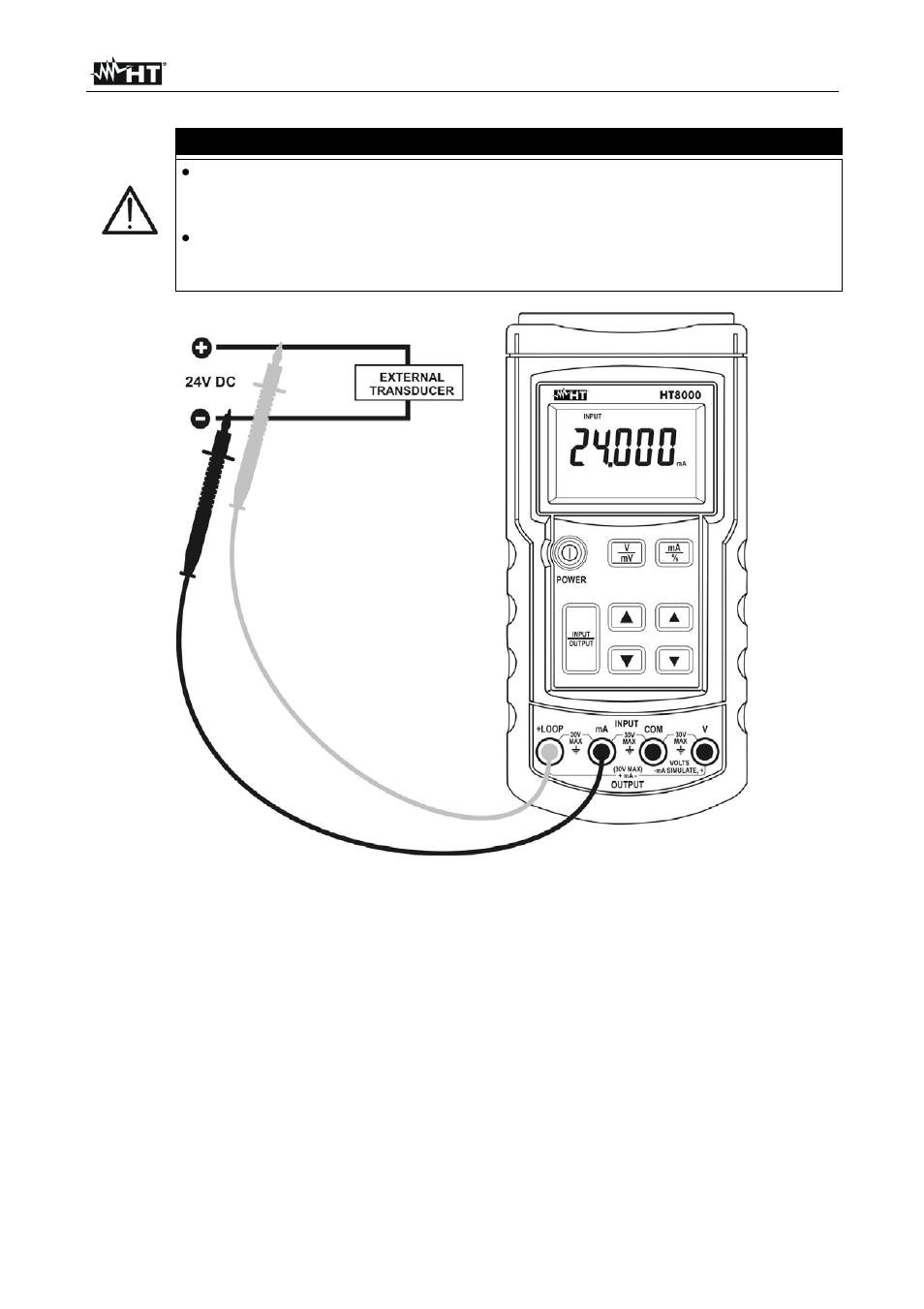 Caution | HT instruments HT8000 User Manual | Page 12 / 16
