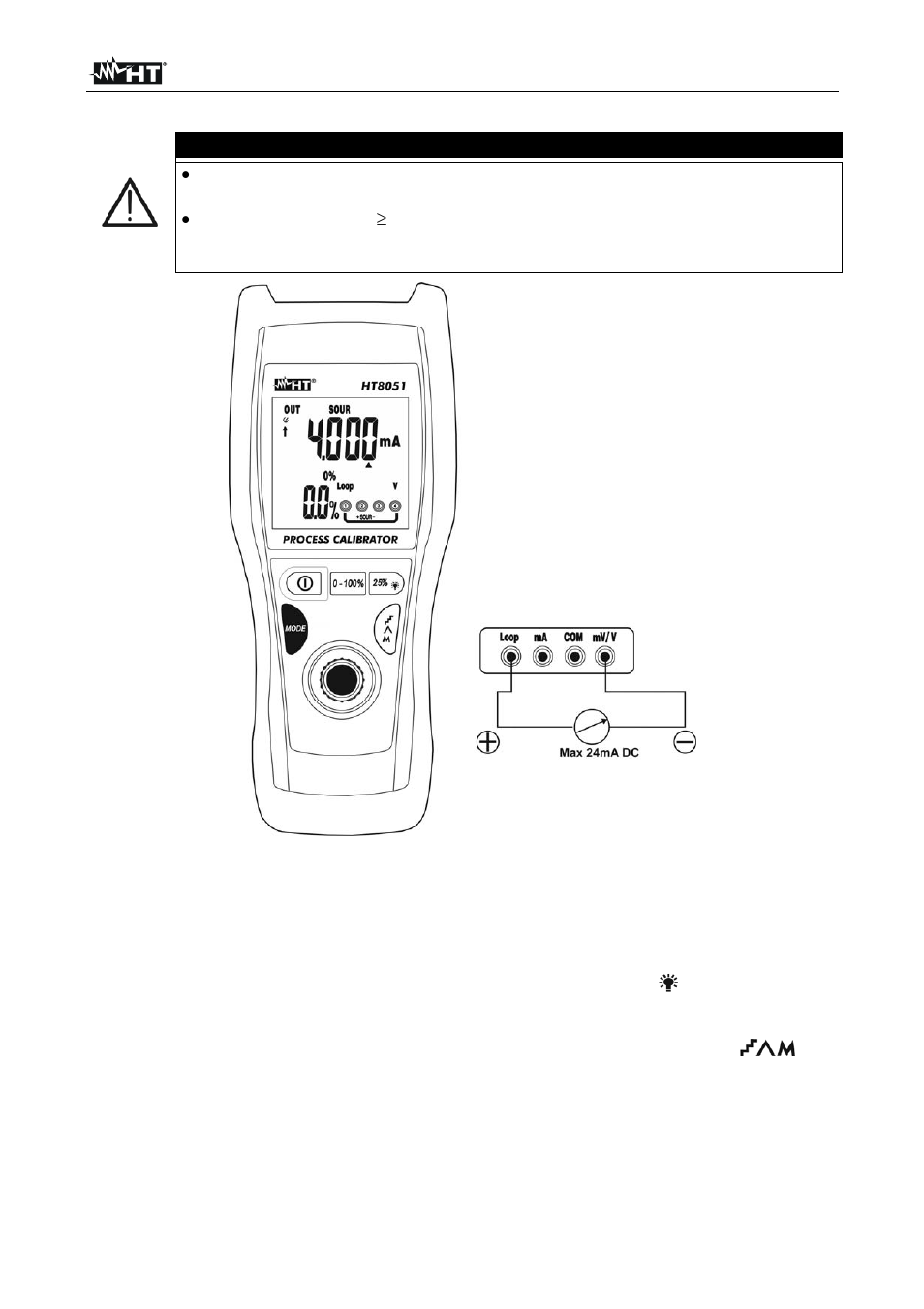 Atención | HT instruments HT8051 User Manual | Page 30 / 74