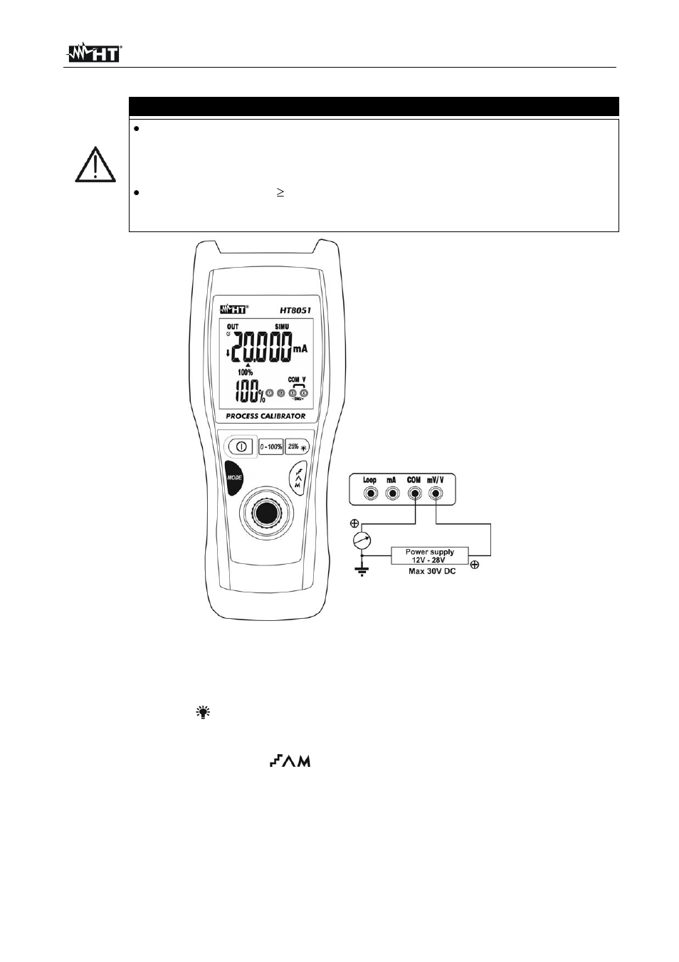 Atención | HT instruments HT8051 User Manual | Page 32 / 74