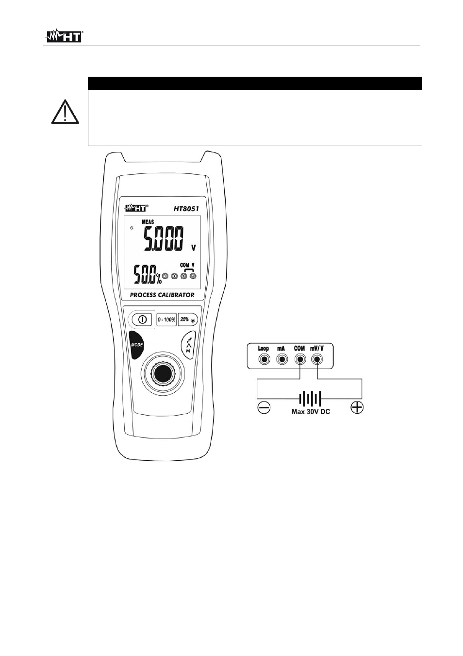 Warnung | HT instruments HT8051 User Manual | Page 45 / 74
