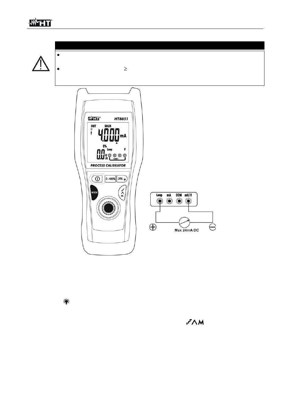 Warnung | HT instruments HT8051 User Manual | Page 48 / 74