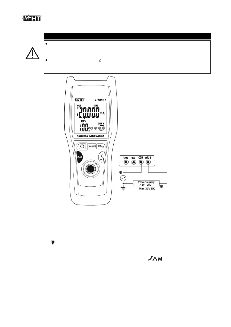 Warnung | HT instruments HT8051 User Manual | Page 50 / 74