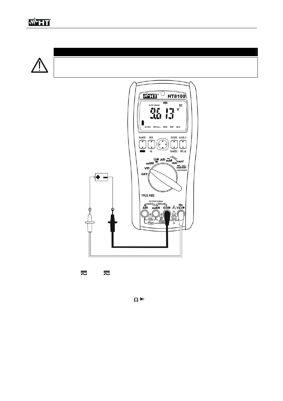Caution | HT instruments HT8100 User Manual | Page 12 / 26
