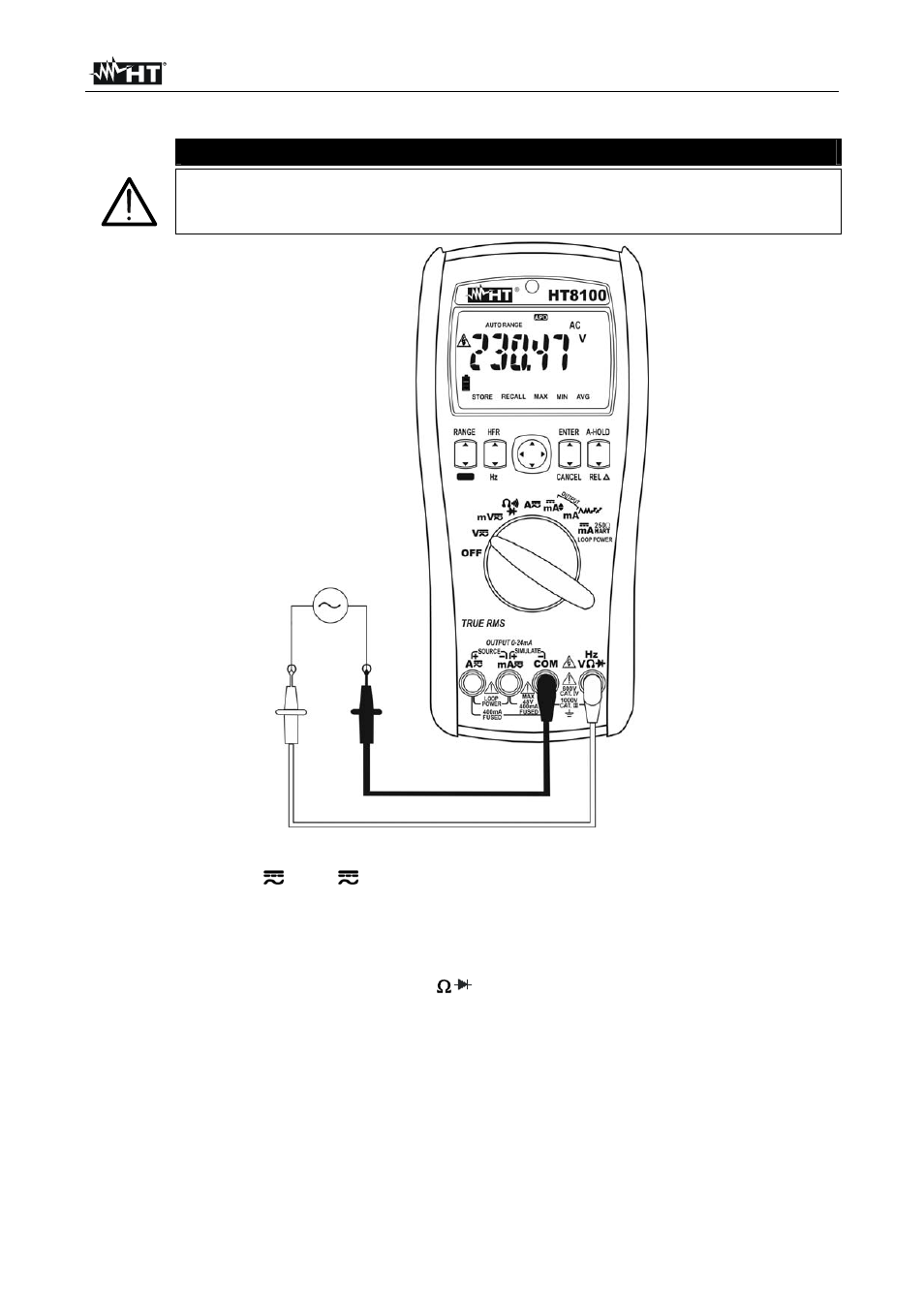 Caution | HT instruments HT8100 User Manual | Page 13 / 26