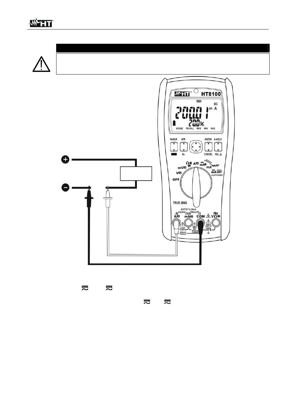 Caution | HT instruments HT8100 User Manual | Page 14 / 26