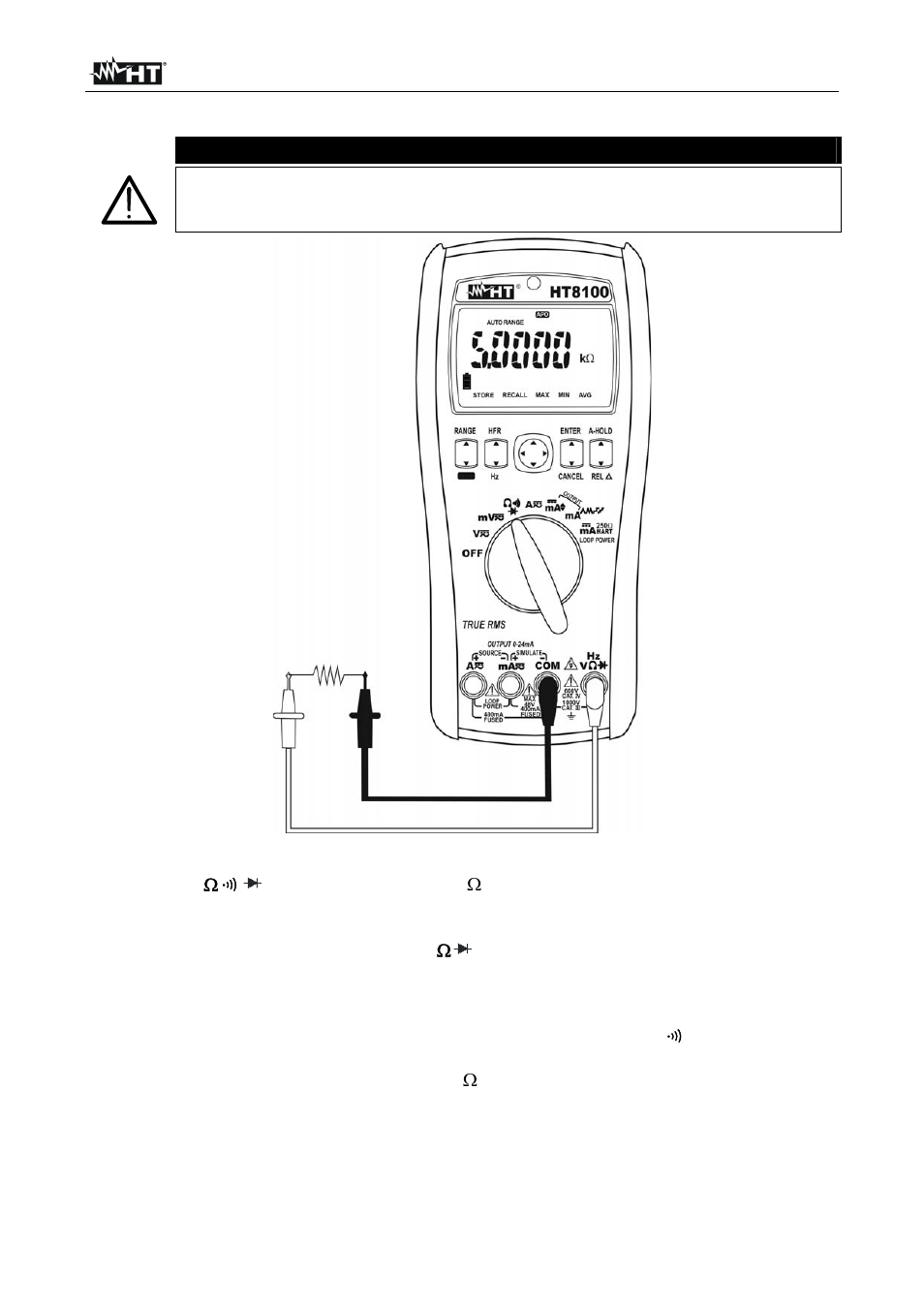 Caution | HT instruments HT8100 User Manual | Page 16 / 26