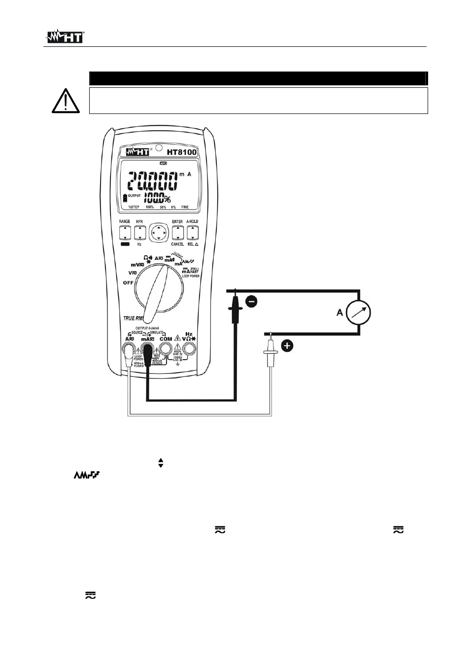 Caution | HT instruments HT8100 User Manual | Page 18 / 26