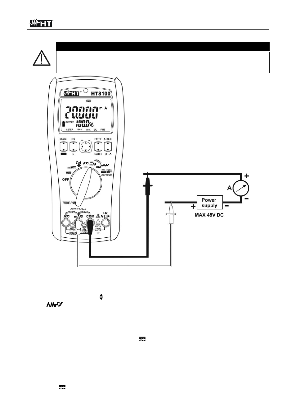 Caution | HT instruments HT8100 User Manual | Page 19 / 26