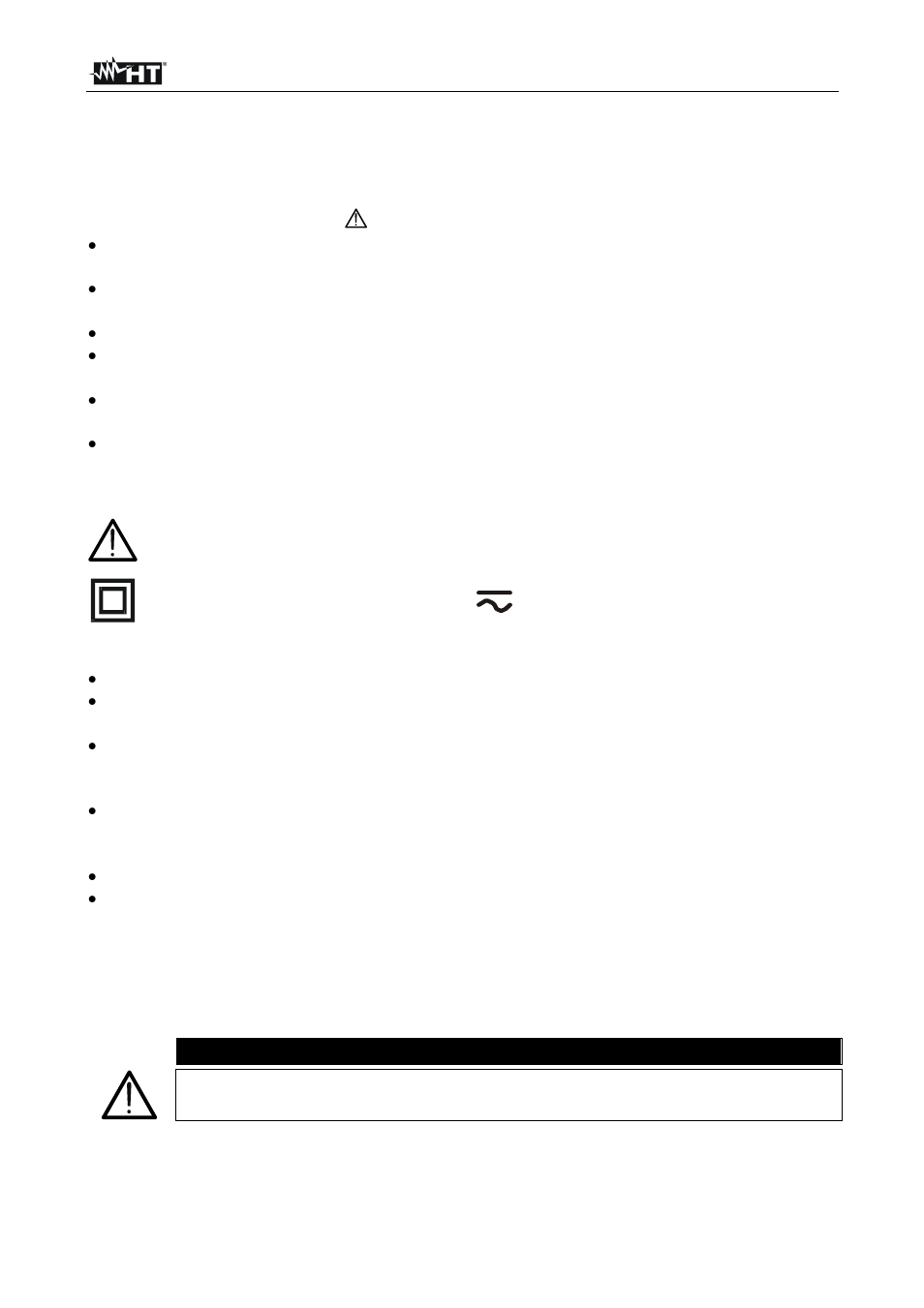 Safety precautions and procedures, Caution | HT instruments HT82 User Manual | Page 3 / 7