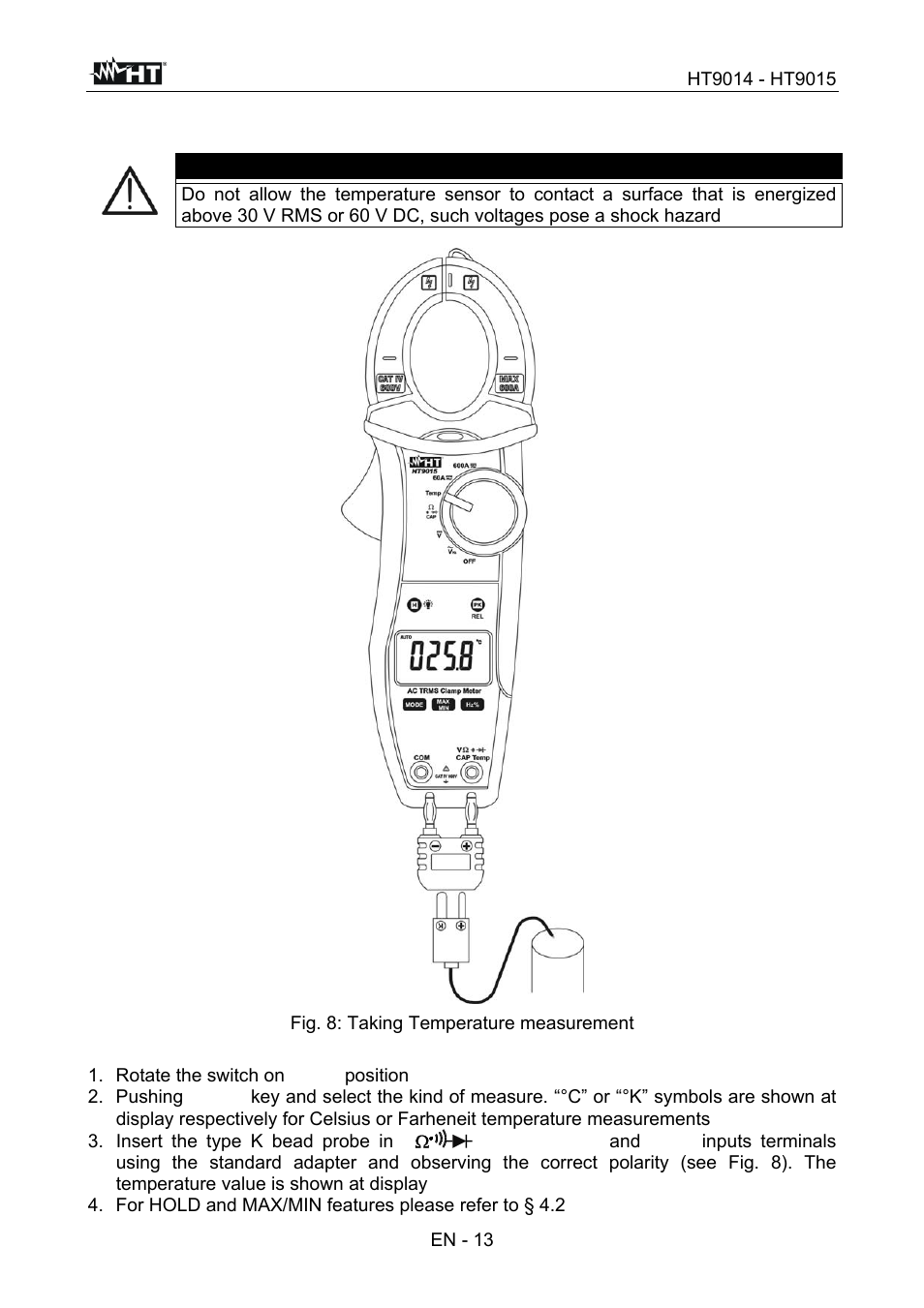 Caution | HT instruments HT9015 User Manual | Page 14 / 22