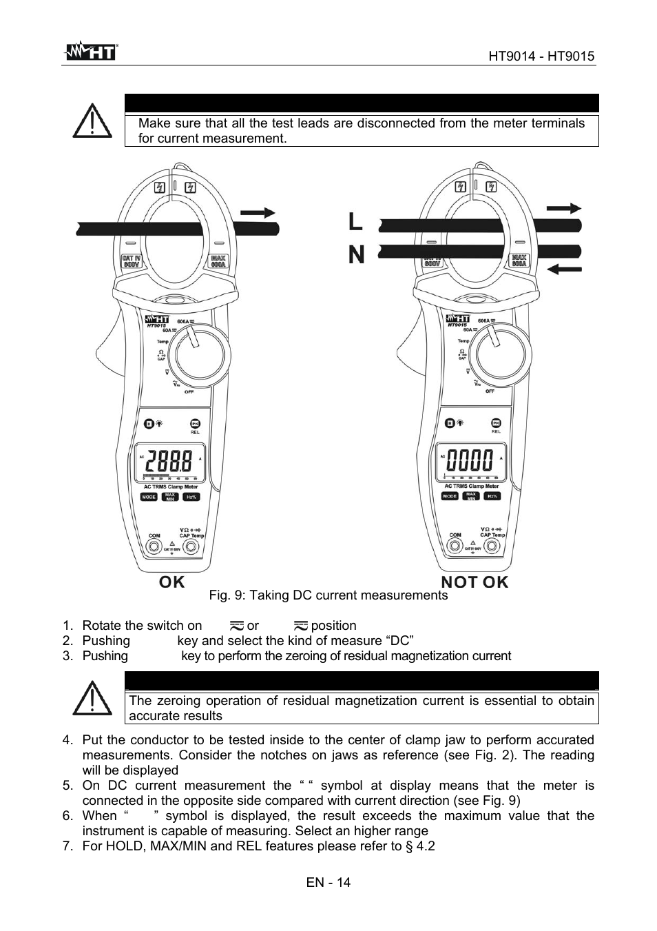 Caution | HT instruments HT9015 User Manual | Page 15 / 22