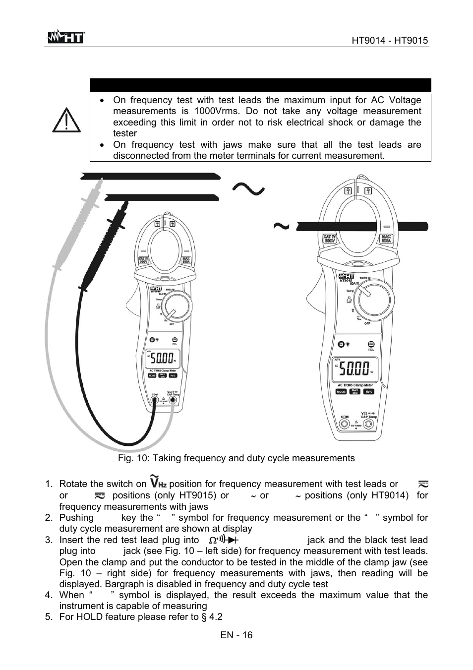 Caution | HT instruments HT9015 User Manual | Page 17 / 22