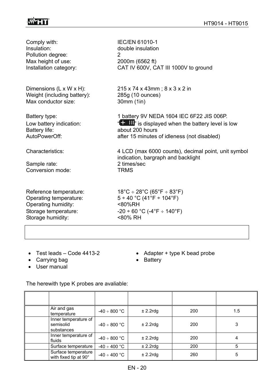 HT instruments HT9015 User Manual | Page 21 / 22