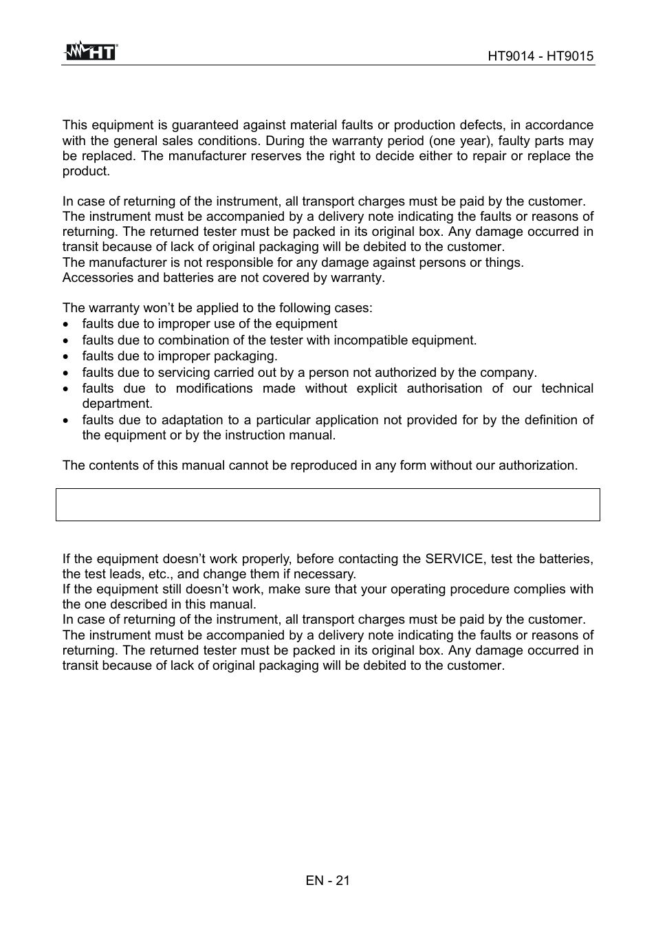 HT instruments HT9015 User Manual | Page 22 / 22