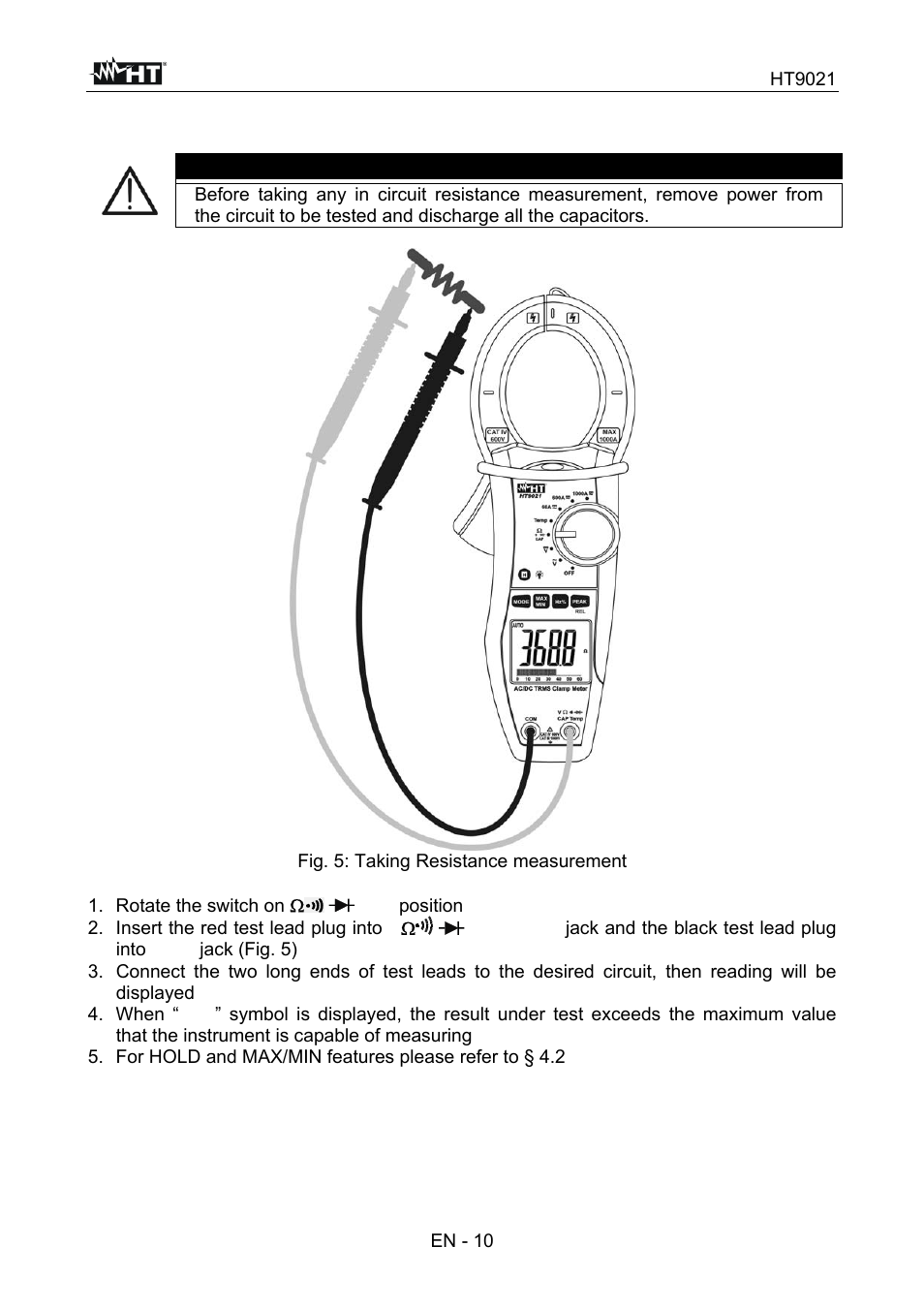 Caution | HT instruments HT9021 User Manual | Page 11 / 21