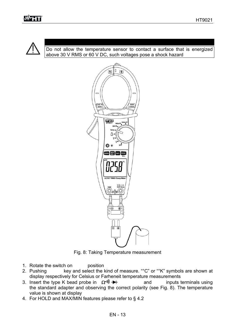 Caution | HT instruments HT9021 User Manual | Page 14 / 21
