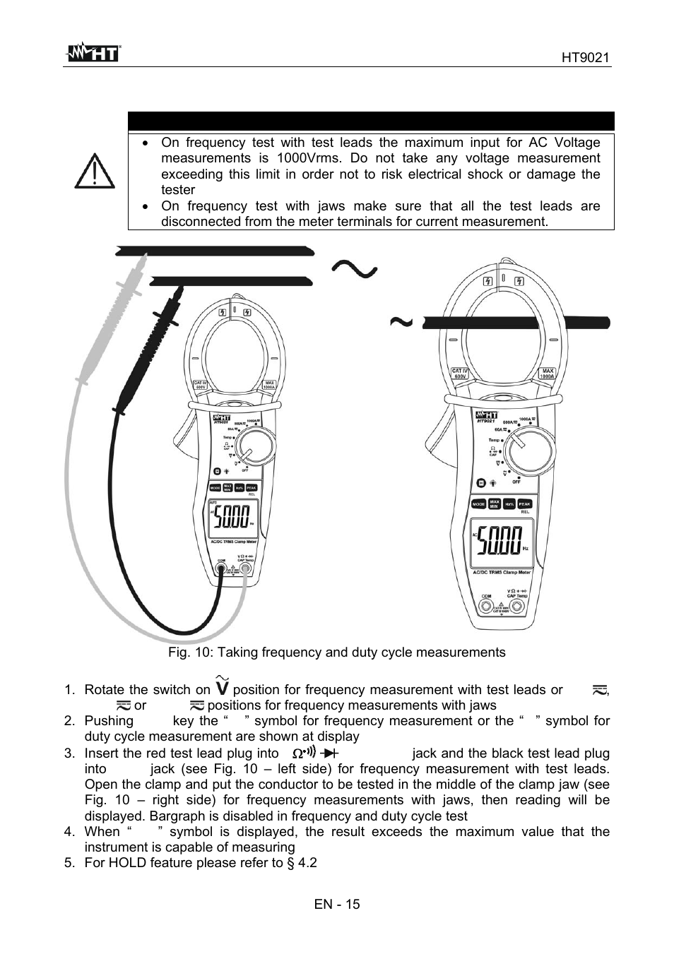 Caution | HT instruments HT9021 User Manual | Page 16 / 21