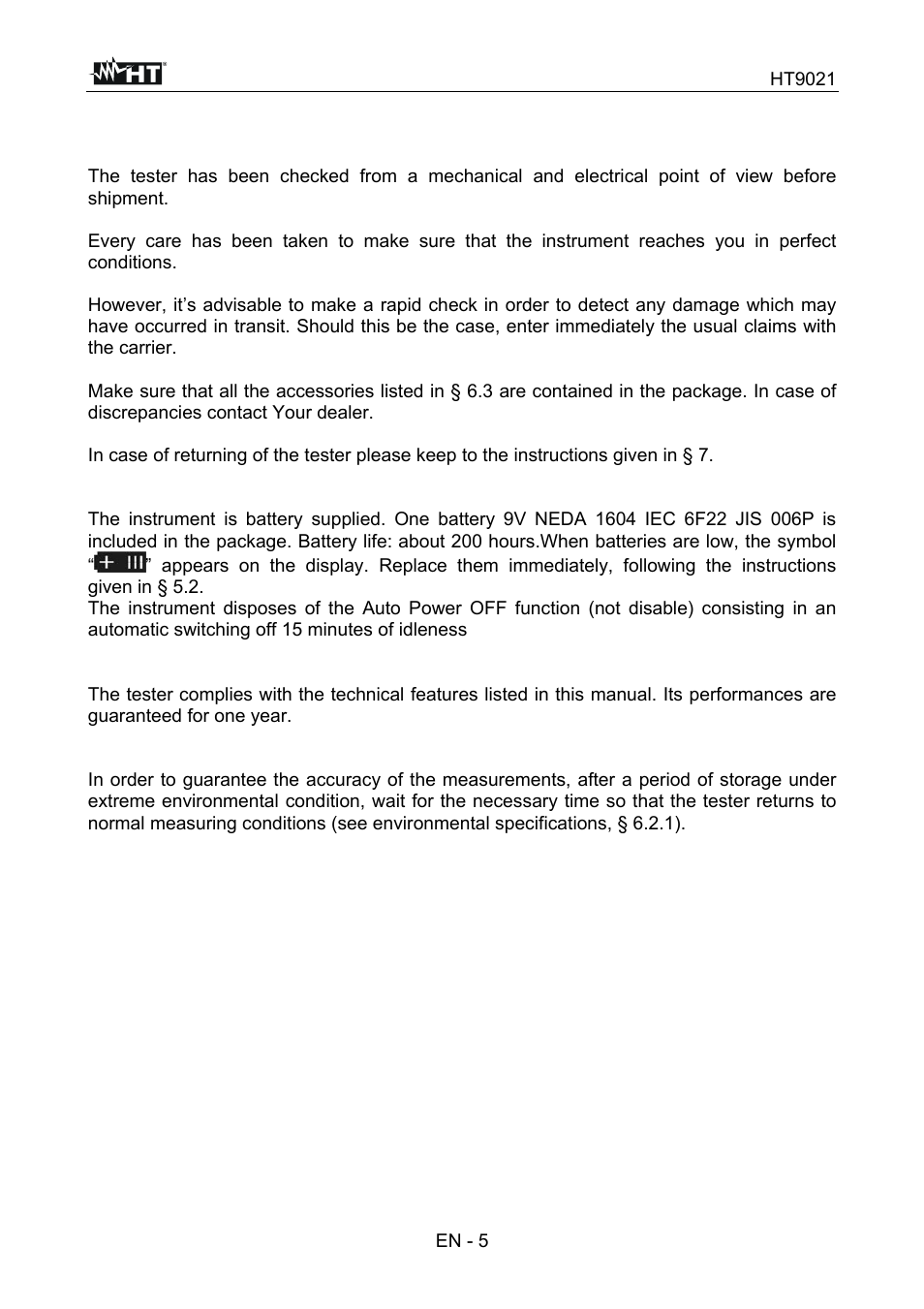 HT instruments HT9021 User Manual | Page 6 / 21