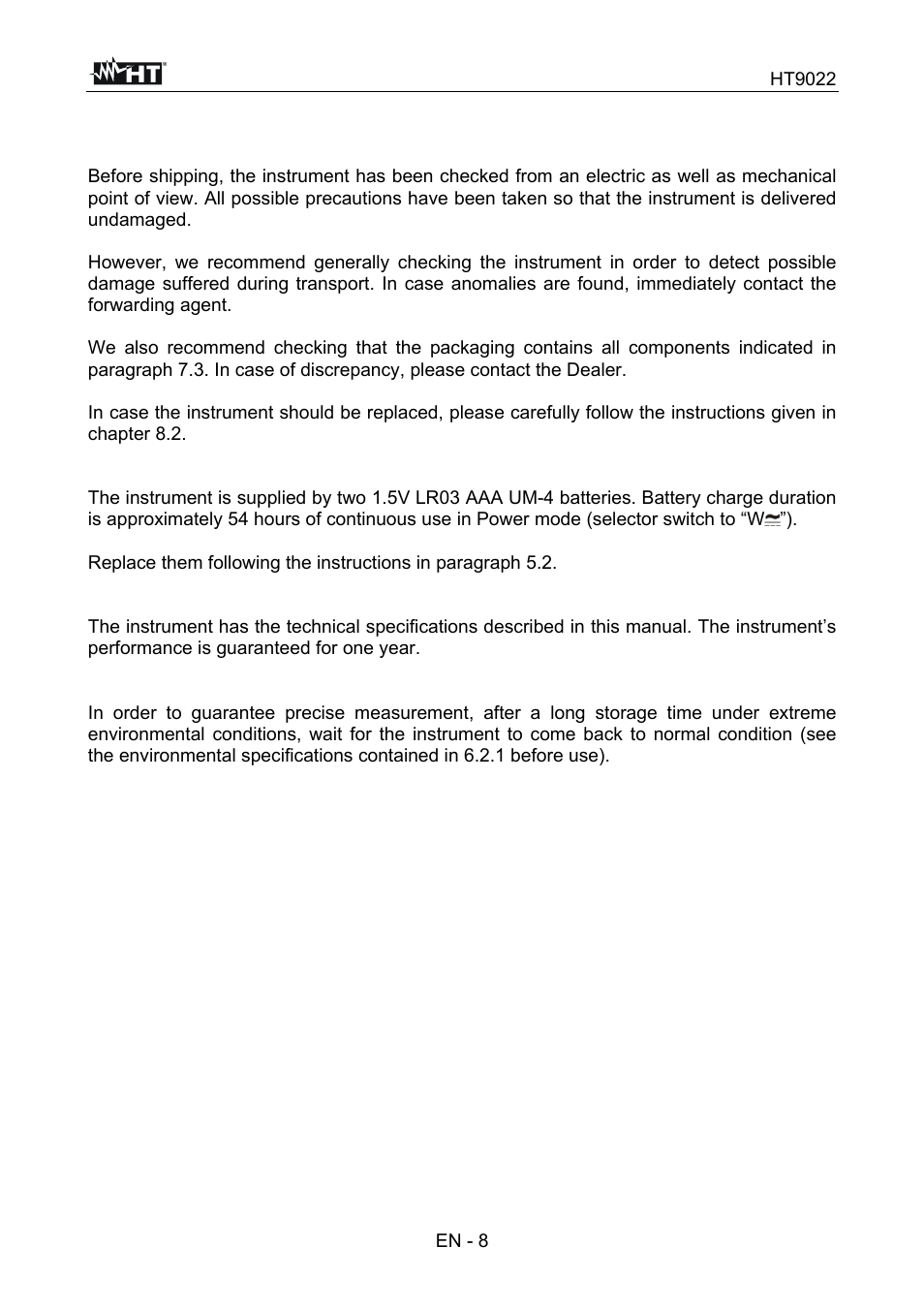 HT instruments HT9022 User Manual | Page 10 / 56