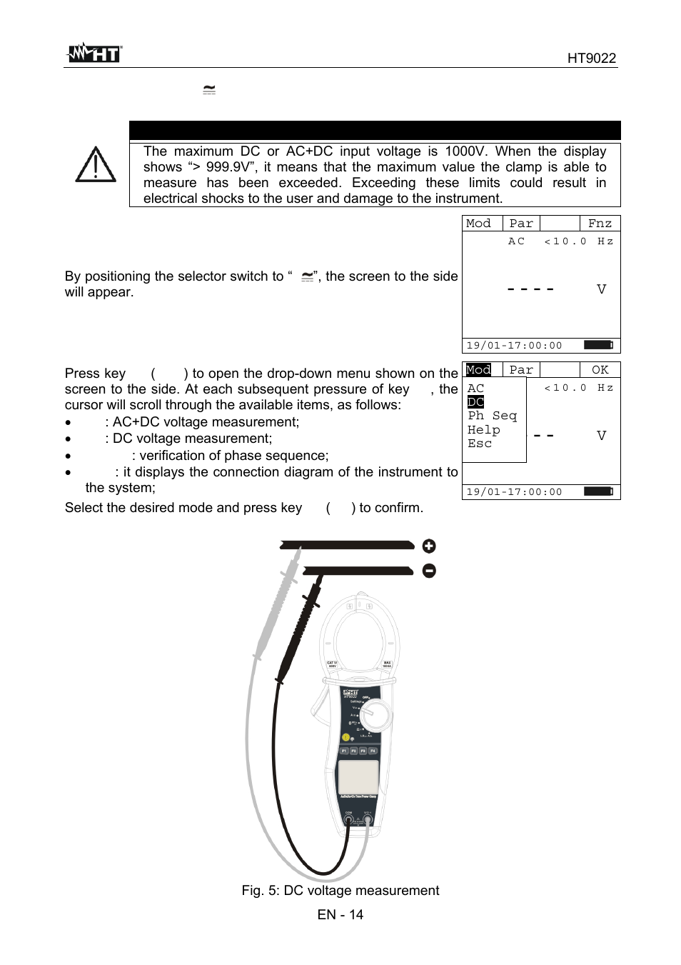 Warning | HT instruments HT9022 User Manual | Page 16 / 56