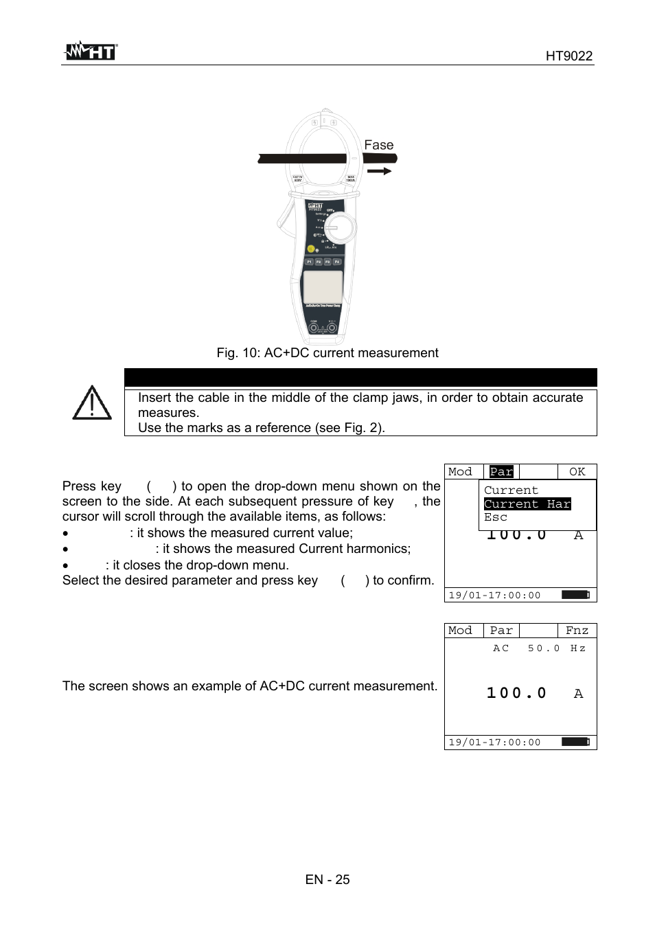 Warning | HT instruments HT9022 User Manual | Page 27 / 56