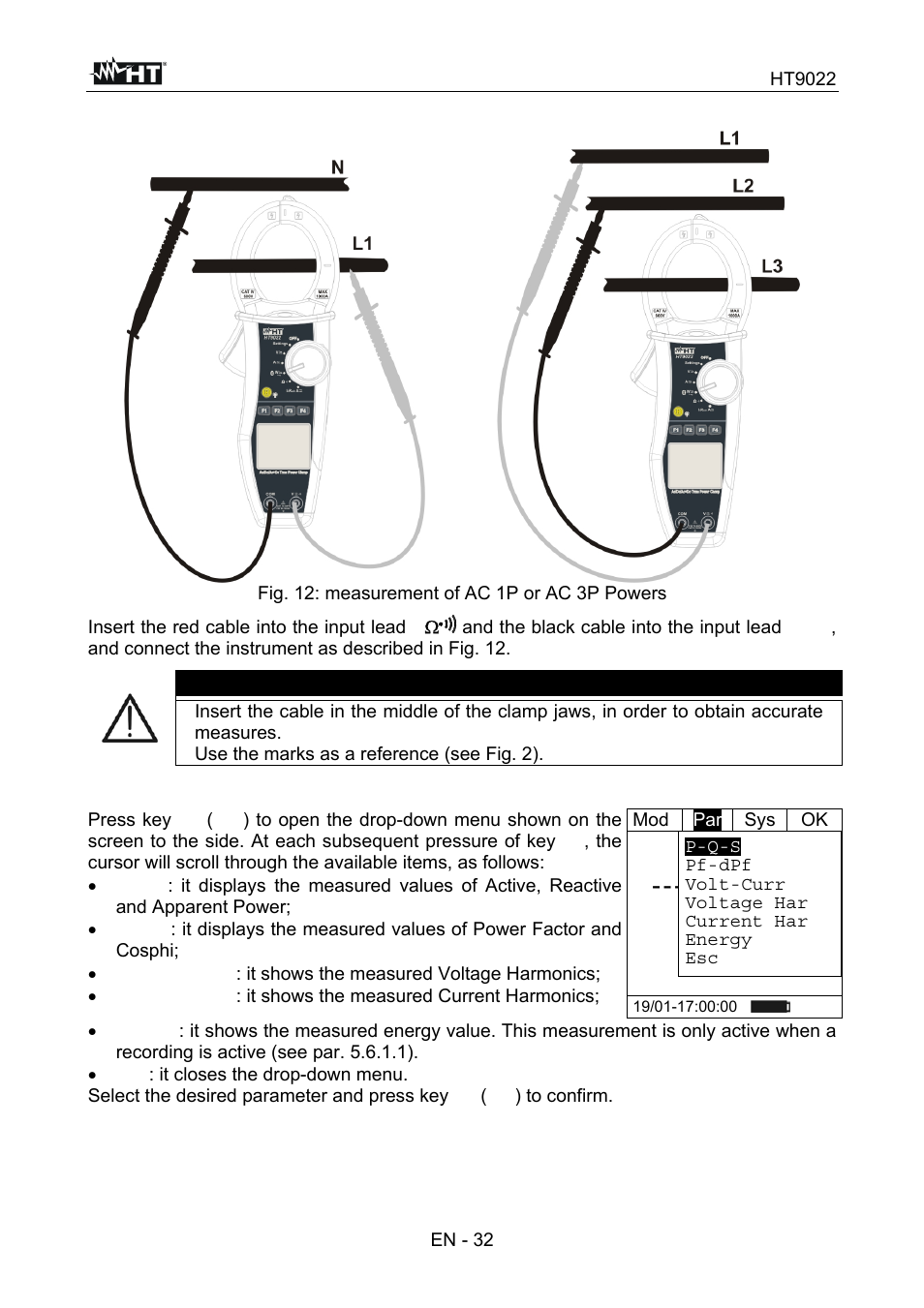 Warning | HT instruments HT9022 User Manual | Page 34 / 56