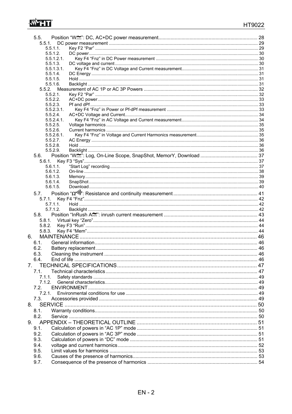 HT instruments HT9022 User Manual | Page 4 / 56