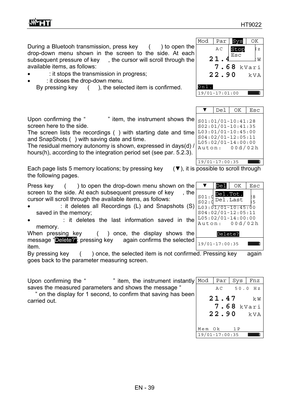 HT instruments HT9022 User Manual | Page 41 / 56