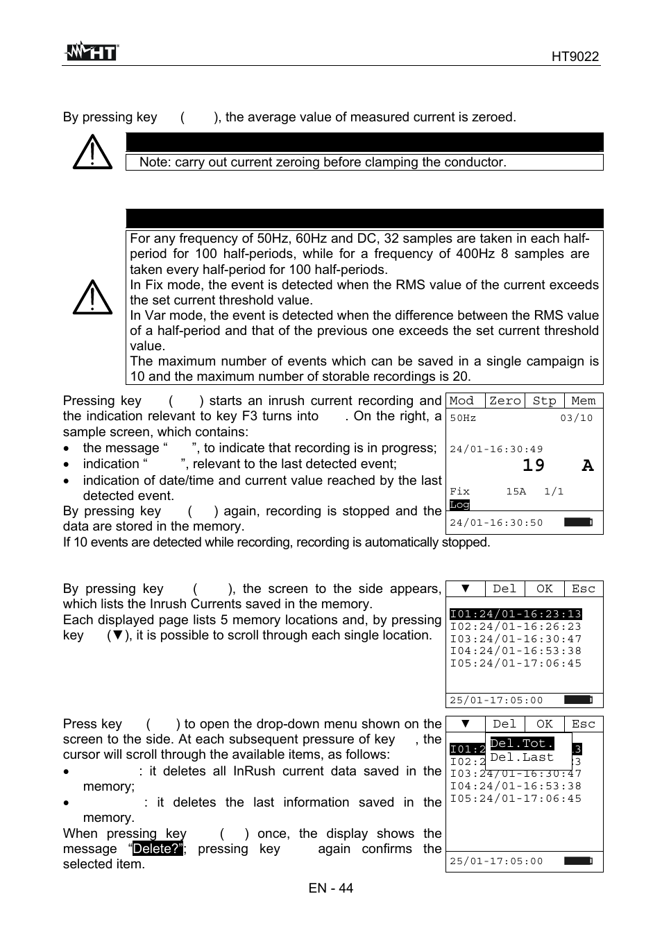19 a, Warning | HT instruments HT9022 User Manual | Page 46 / 56