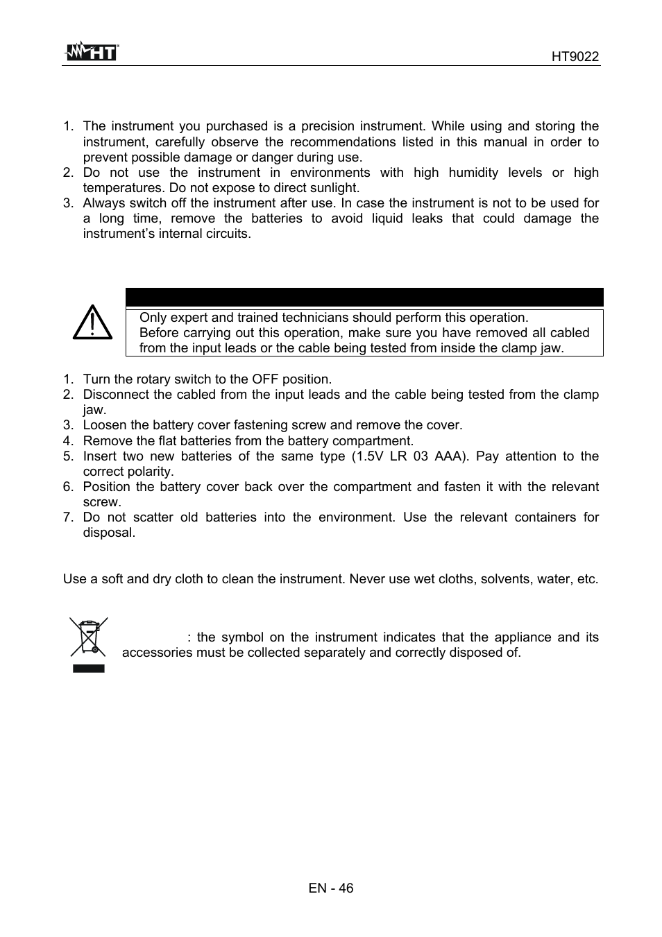 HT instruments HT9022 User Manual | Page 48 / 56