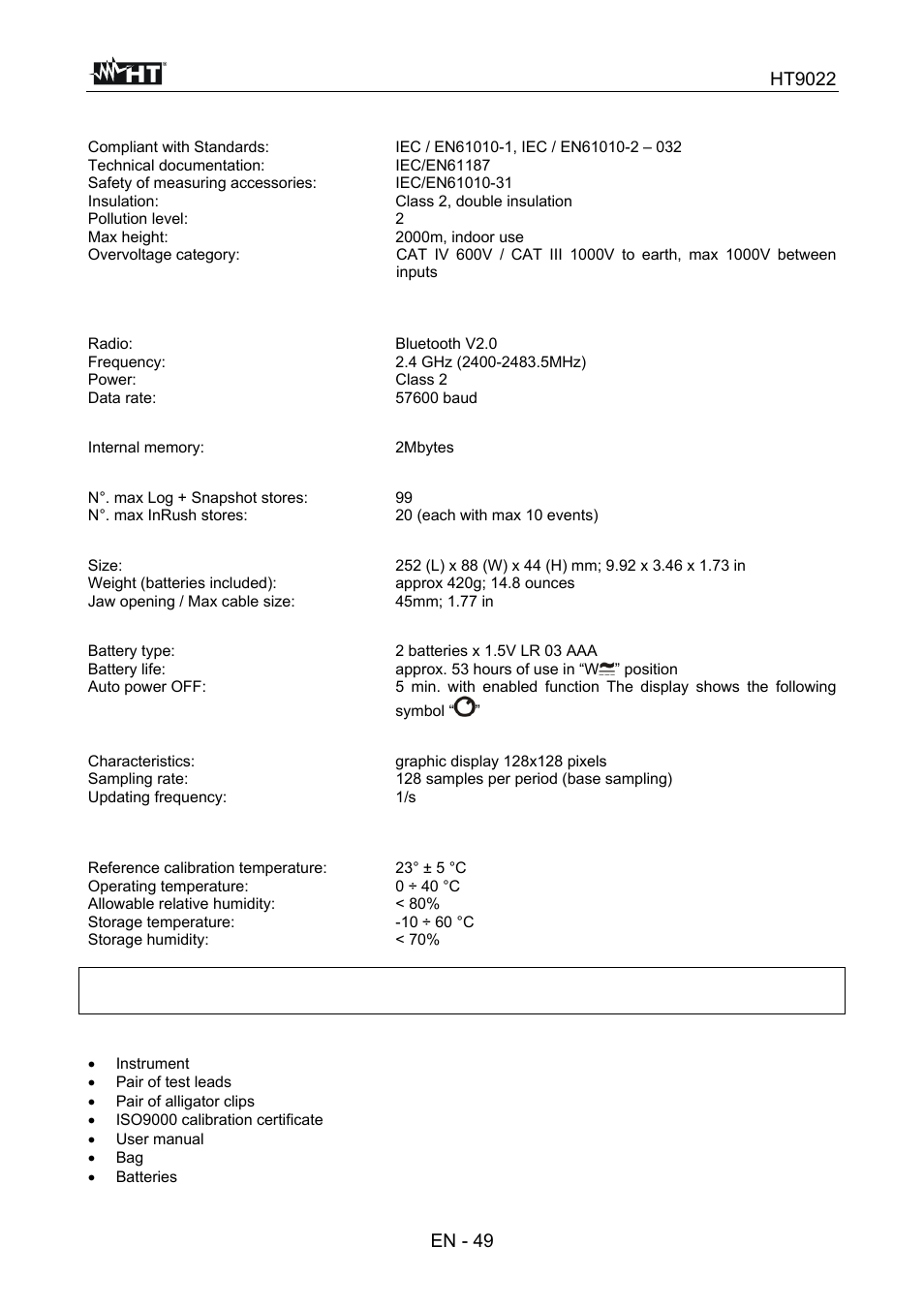 HT instruments HT9022 User Manual | Page 51 / 56