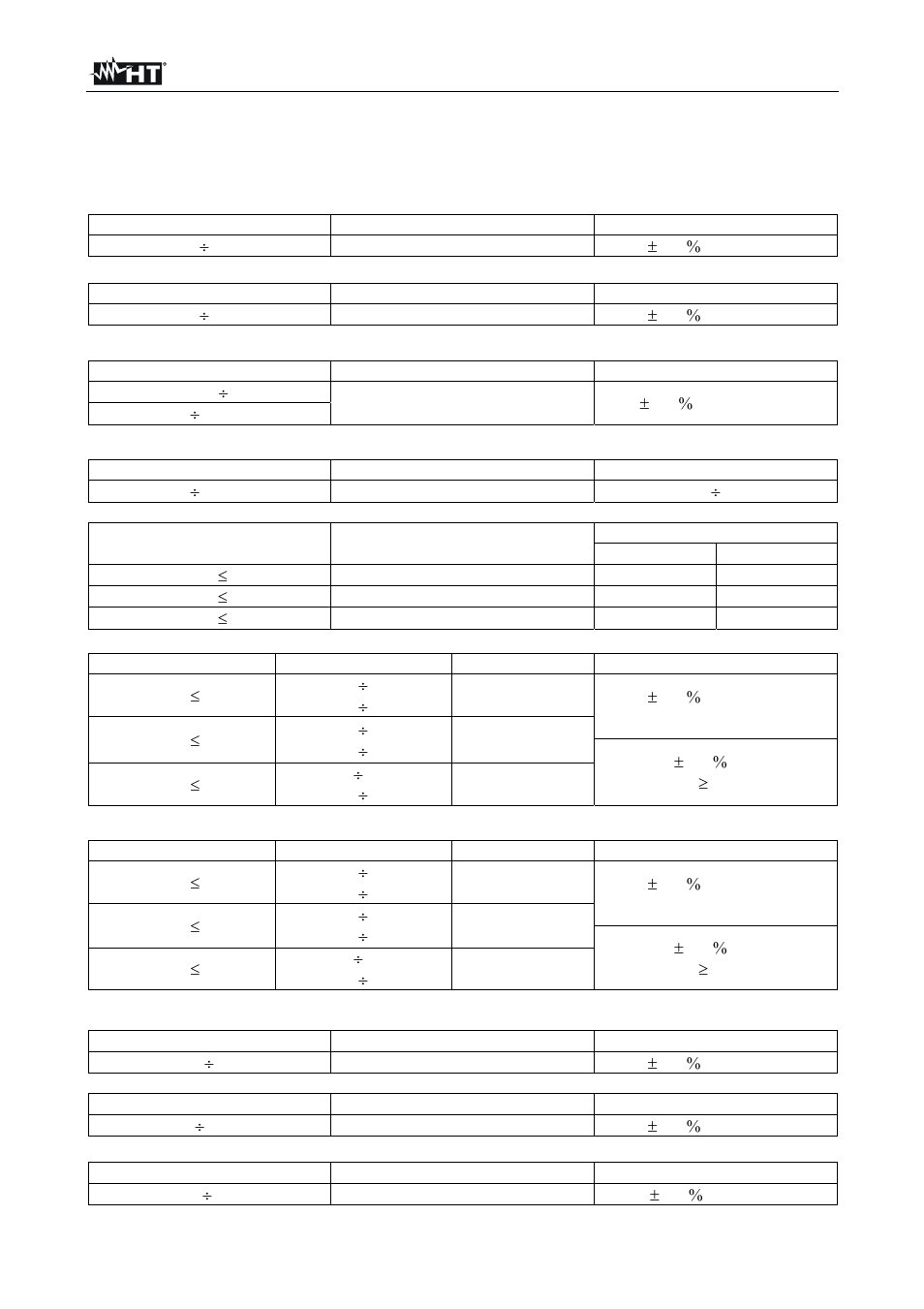 Technical specifications | HT instruments SOLAR I-V User Manual | Page 69 / 76