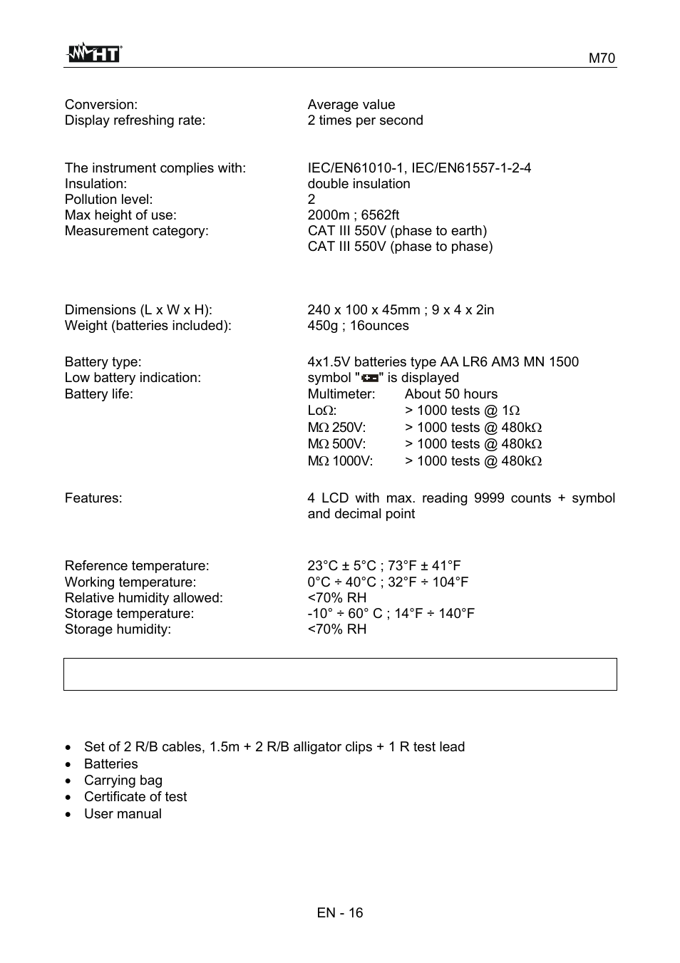 HT instruments M70 User Manual | Page 17 / 18