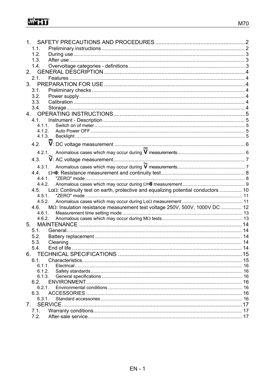 HT instruments M70 User Manual | Page 2 / 18