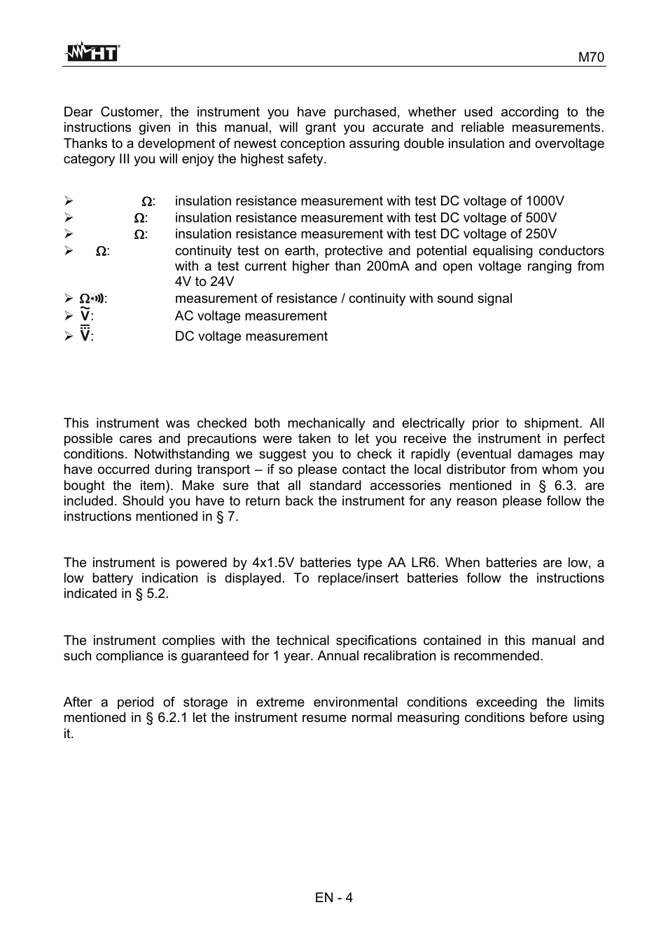 HT instruments M70 User Manual | Page 5 / 18