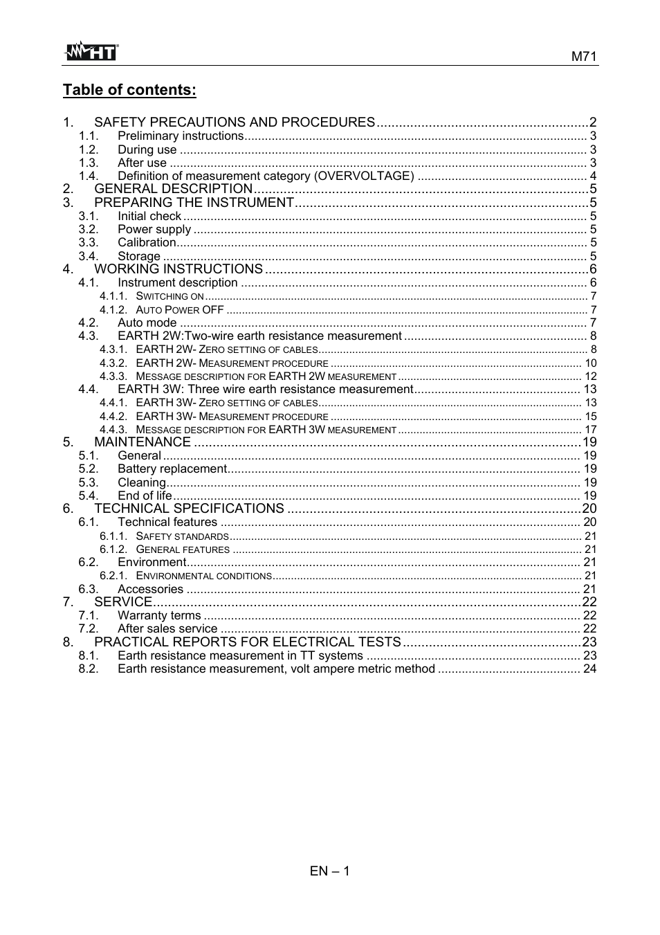 HT instruments M71 User Manual | Page 2 / 26