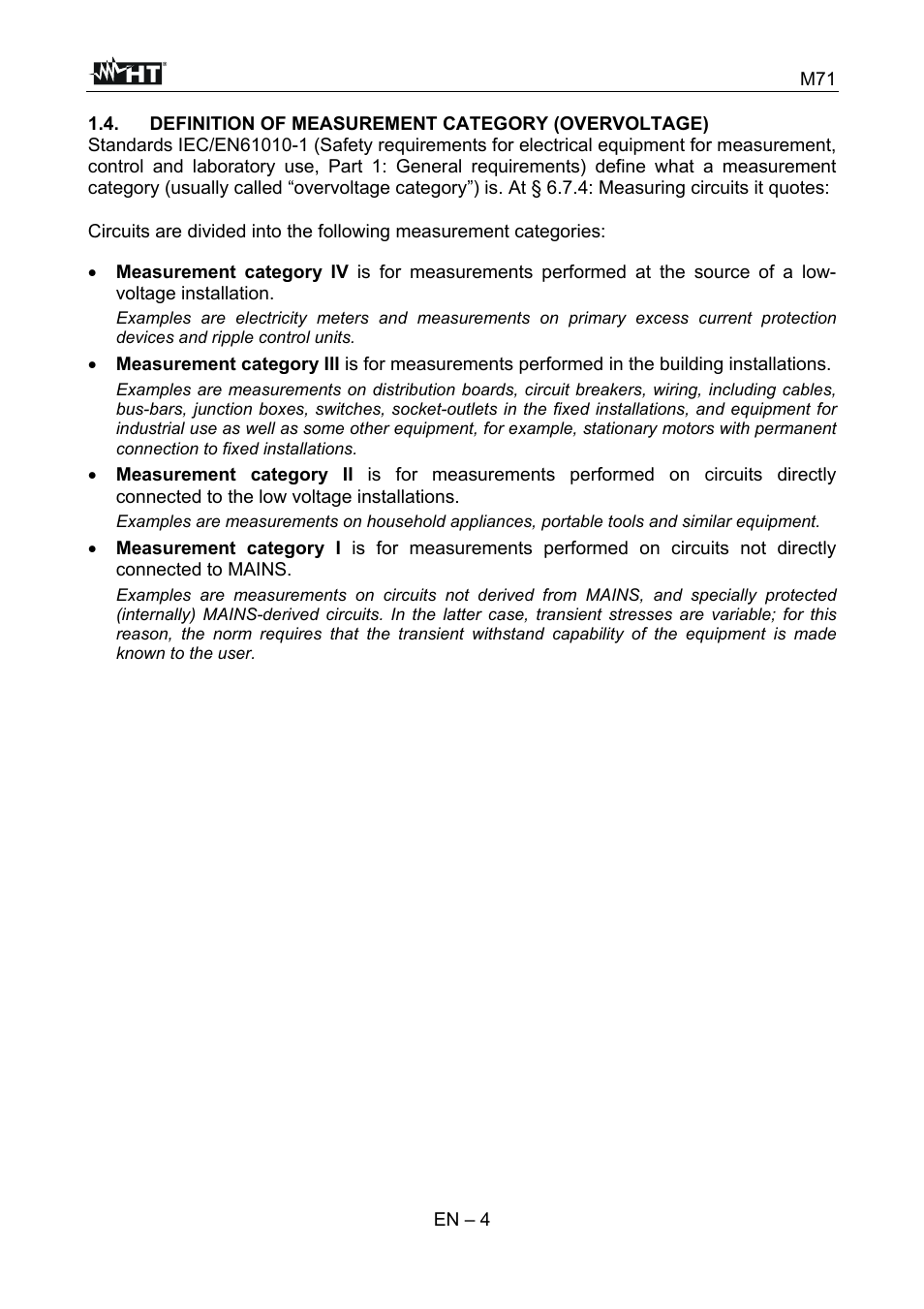 HT instruments M71 User Manual | Page 5 / 26