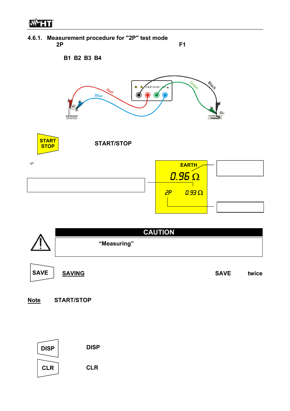 2p 0.93 ω, Caution | HT instruments MACROTEST 5035 User Manual | Page 47 / 80
