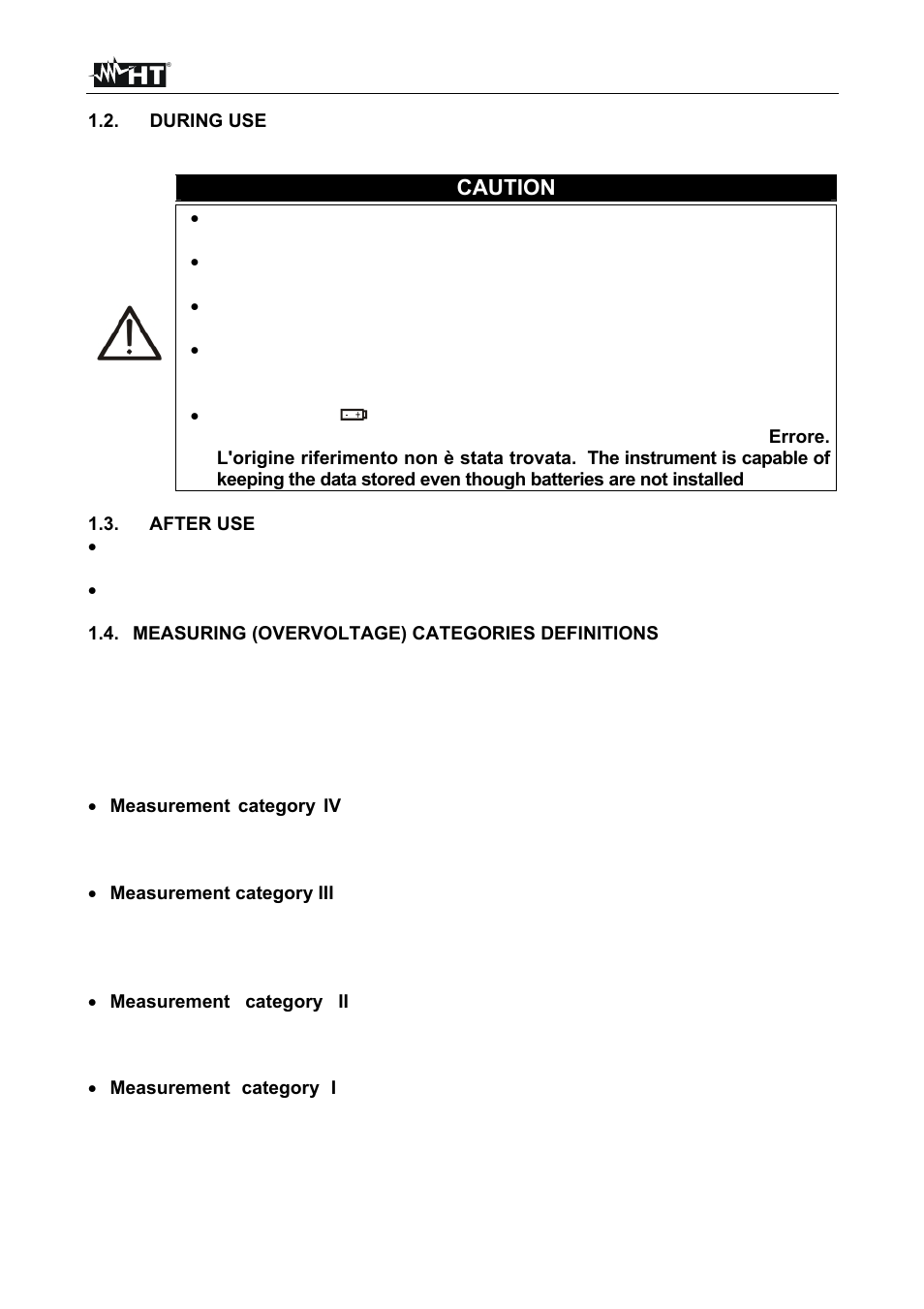 Caution | HT instruments MACROTEST 5035 User Manual | Page 5 / 80
