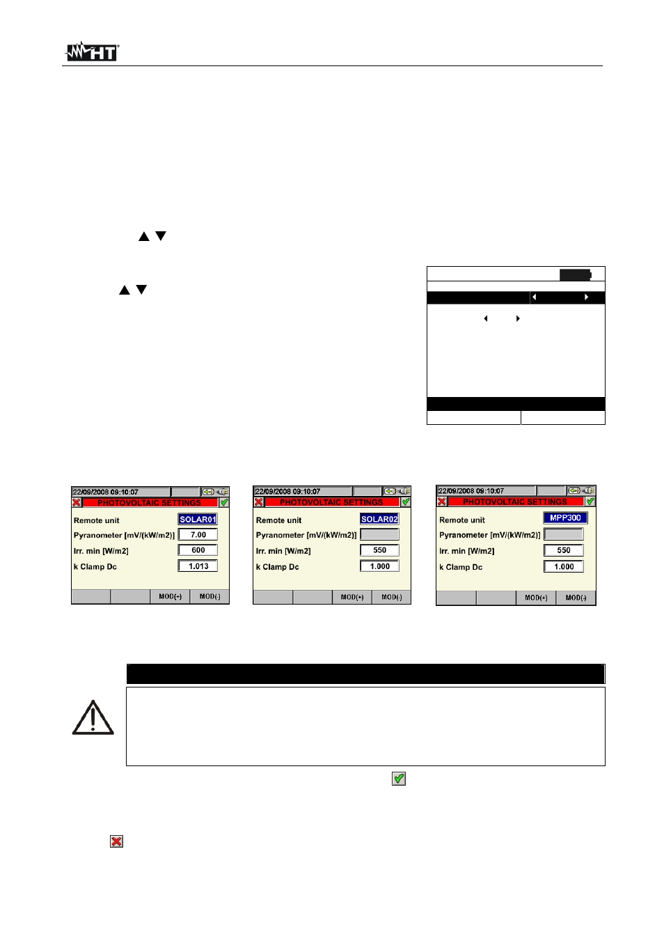 Settings on master instruments, Caution | HT instruments MPP300 User Manual | Page 10 / 114