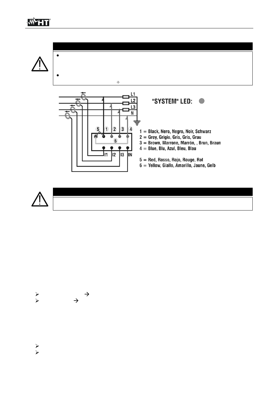 Caution | HT instruments PQA820 User Manual | Page 16 / 32