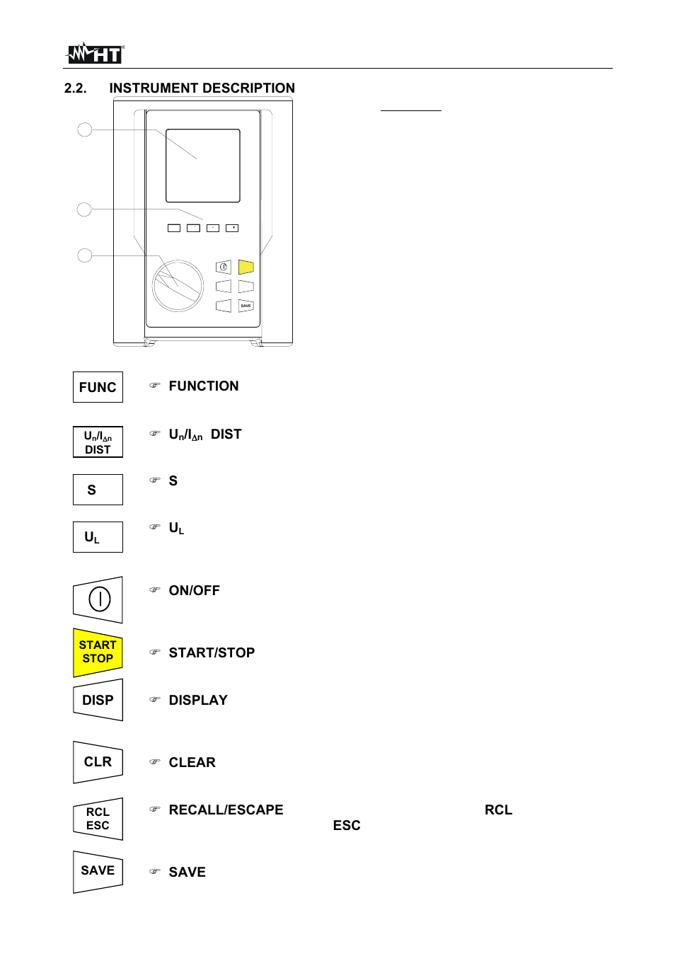 Sirius 87, En - 6 2.2. instrument description, Caption | Disp, S s u | HT instruments SIRIUS87 User Manual | Page 8 / 88