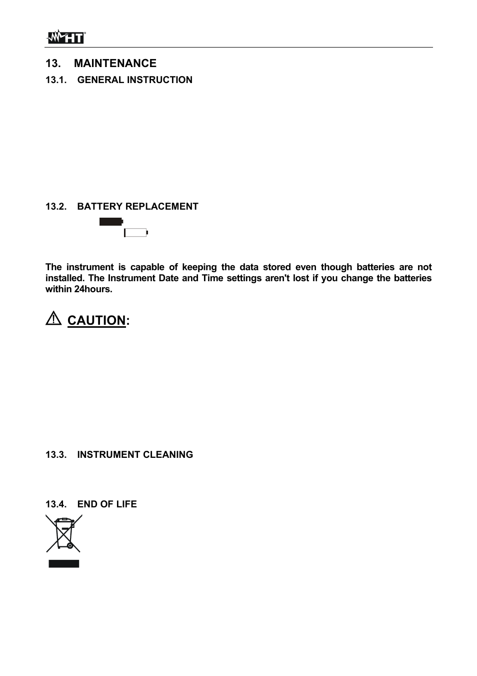 Caution | HT instruments SIRIUS89N User Manual | Page 101 / 132