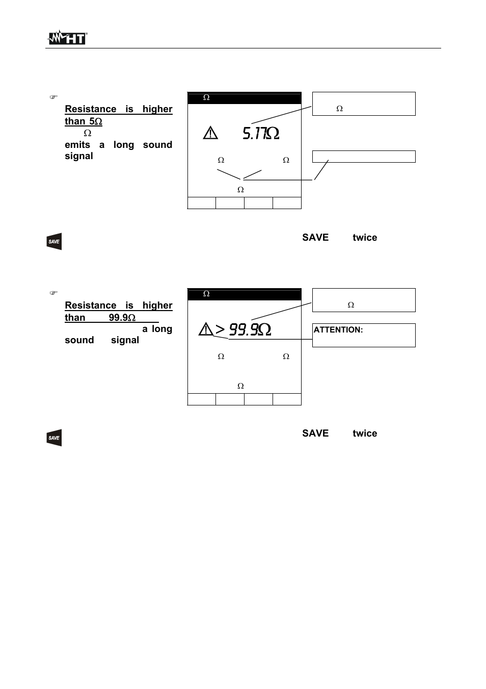 O 5.17ω, O> 99.9ω | HT instruments SIRIUS89N User Manual | Page 20 / 132